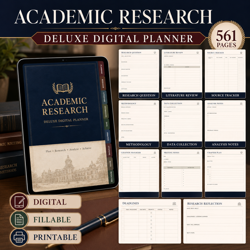 Academic Research Deluxe Digital Planner and Project Organizer — listing image 08