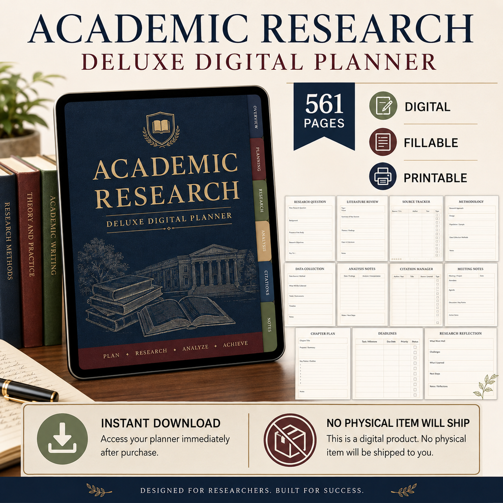 Academic Research Deluxe Digital Planner and Project Organizer — listing image 09