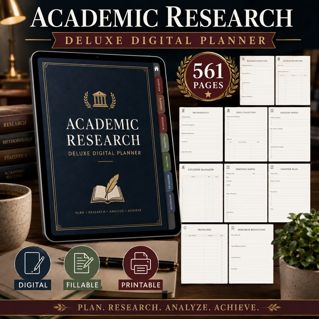 Academic Research Deluxe Digital Planner and Project Organizer — listing image 10