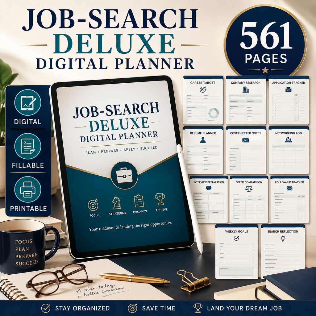 Job-Search Deluxe Digital Planner and Application Tracker — listing image 01