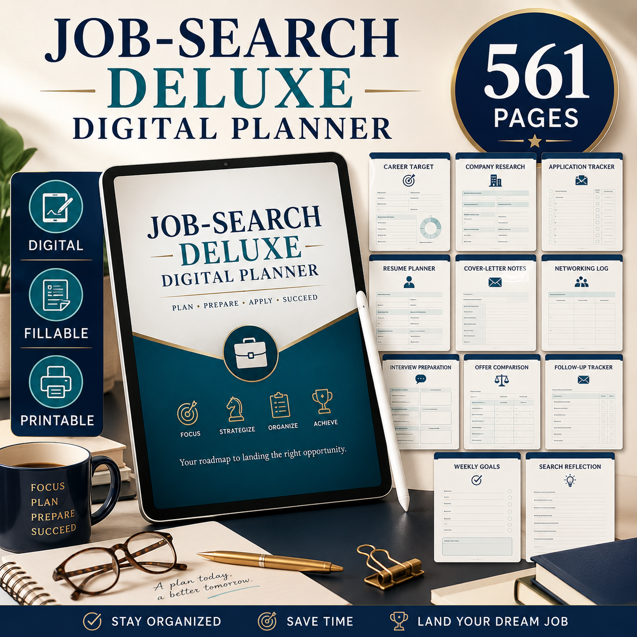 Job-Search Deluxe Digital Planner and Application Tracker — listing image 01