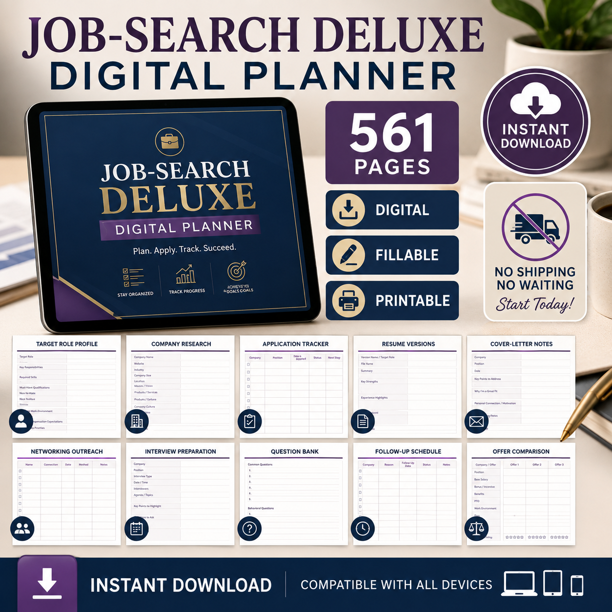 Job-Search Deluxe Digital Planner and Application Tracker — listing image 09