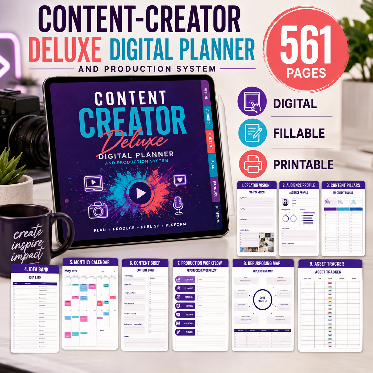Content-Creator Deluxe Digital Planner and Production System — listing image 01