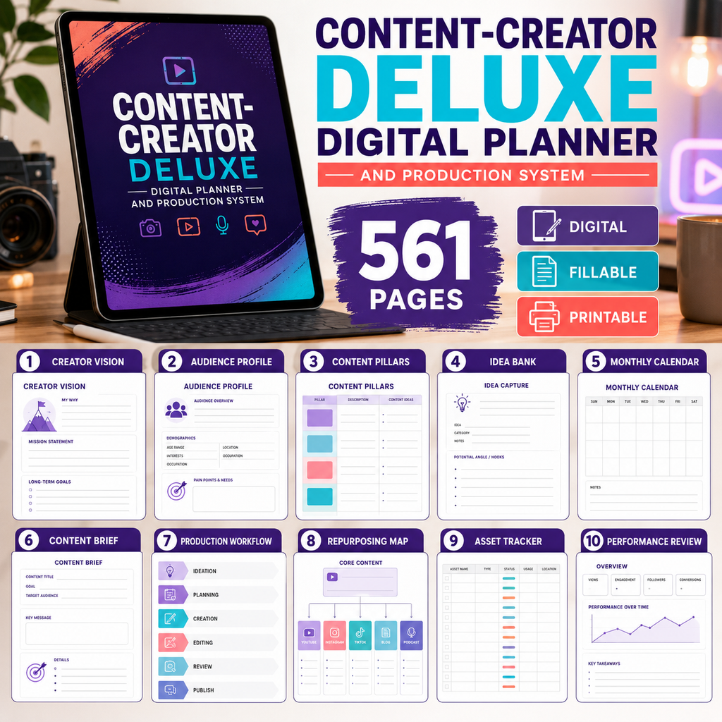 Content-Creator Deluxe Digital Planner and Production System — listing image 02