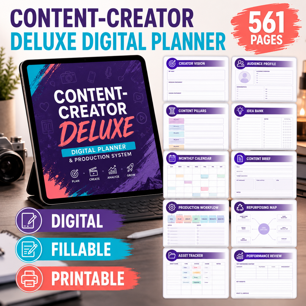 Content-Creator Deluxe Digital Planner and Production System — listing image 03