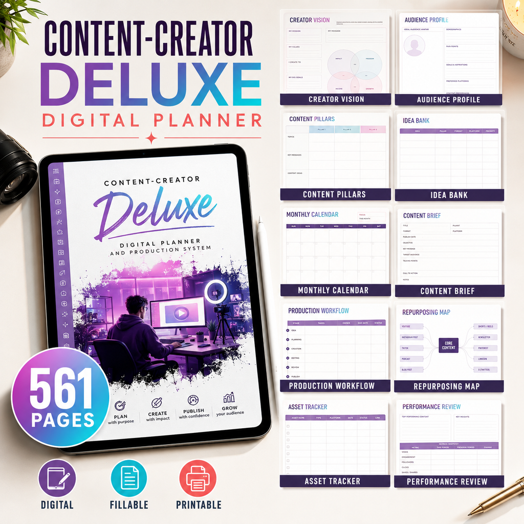 Content-Creator Deluxe Digital Planner and Production System — listing image 04