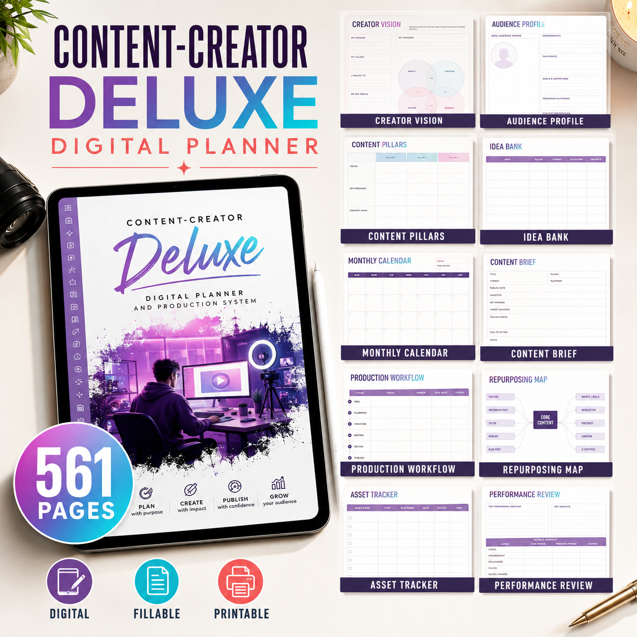 Content-Creator Deluxe Digital Planner and Production System — listing image 04