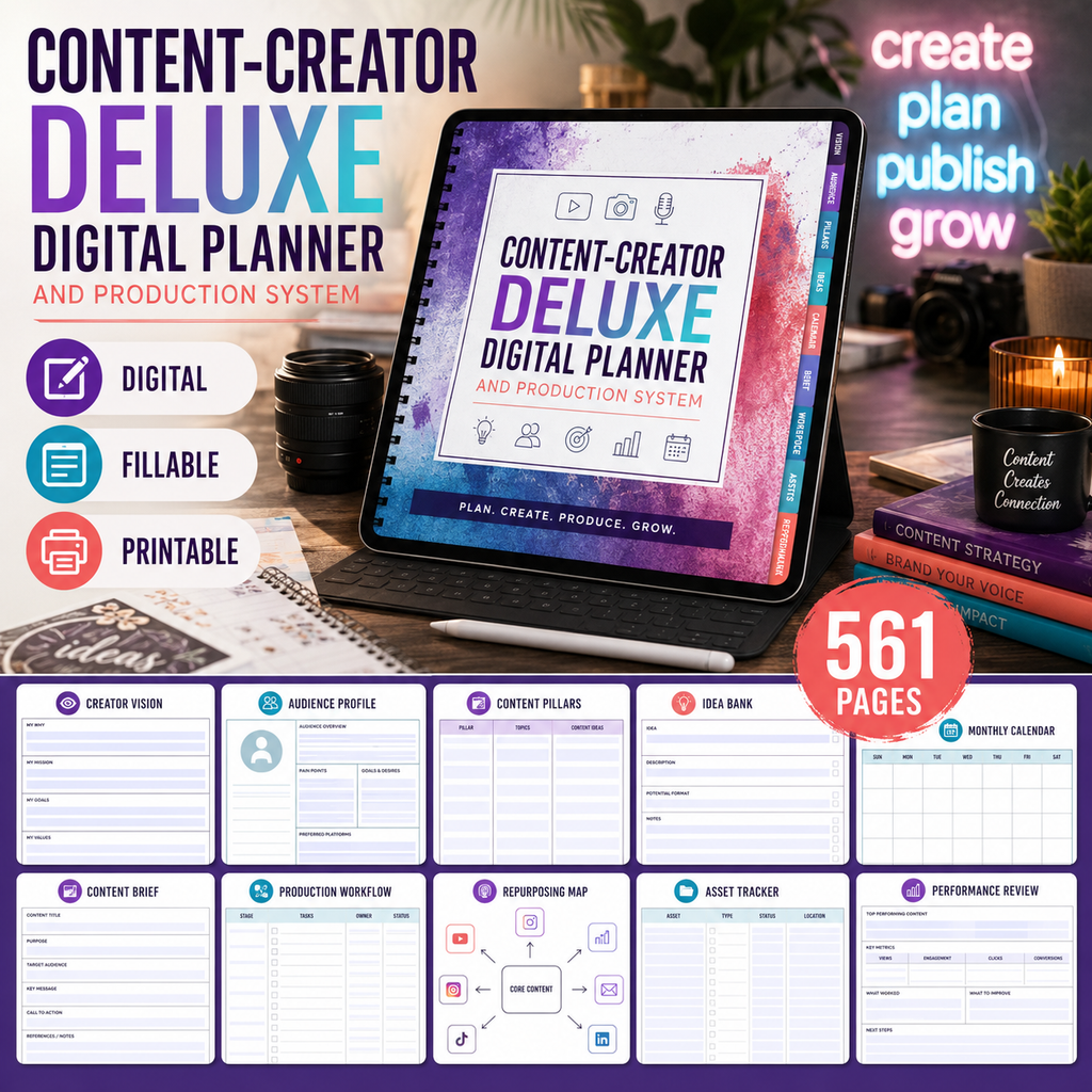 Content-Creator Deluxe Digital Planner and Production System — listing image 05