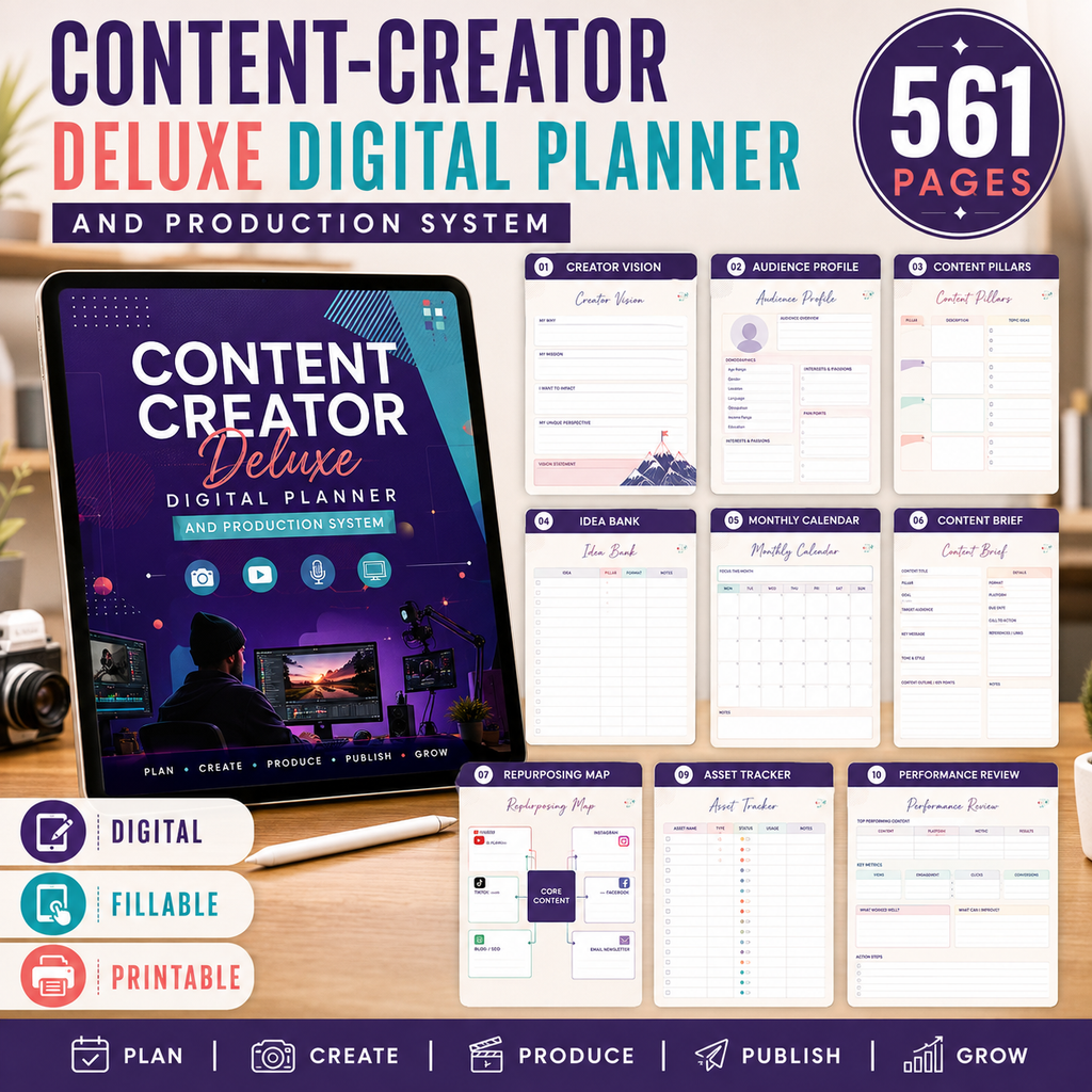 Content-Creator Deluxe Digital Planner and Production System — listing image 06