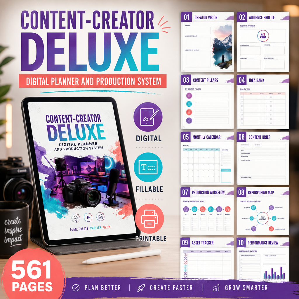 Content-Creator Deluxe Digital Planner and Production System — listing image 07