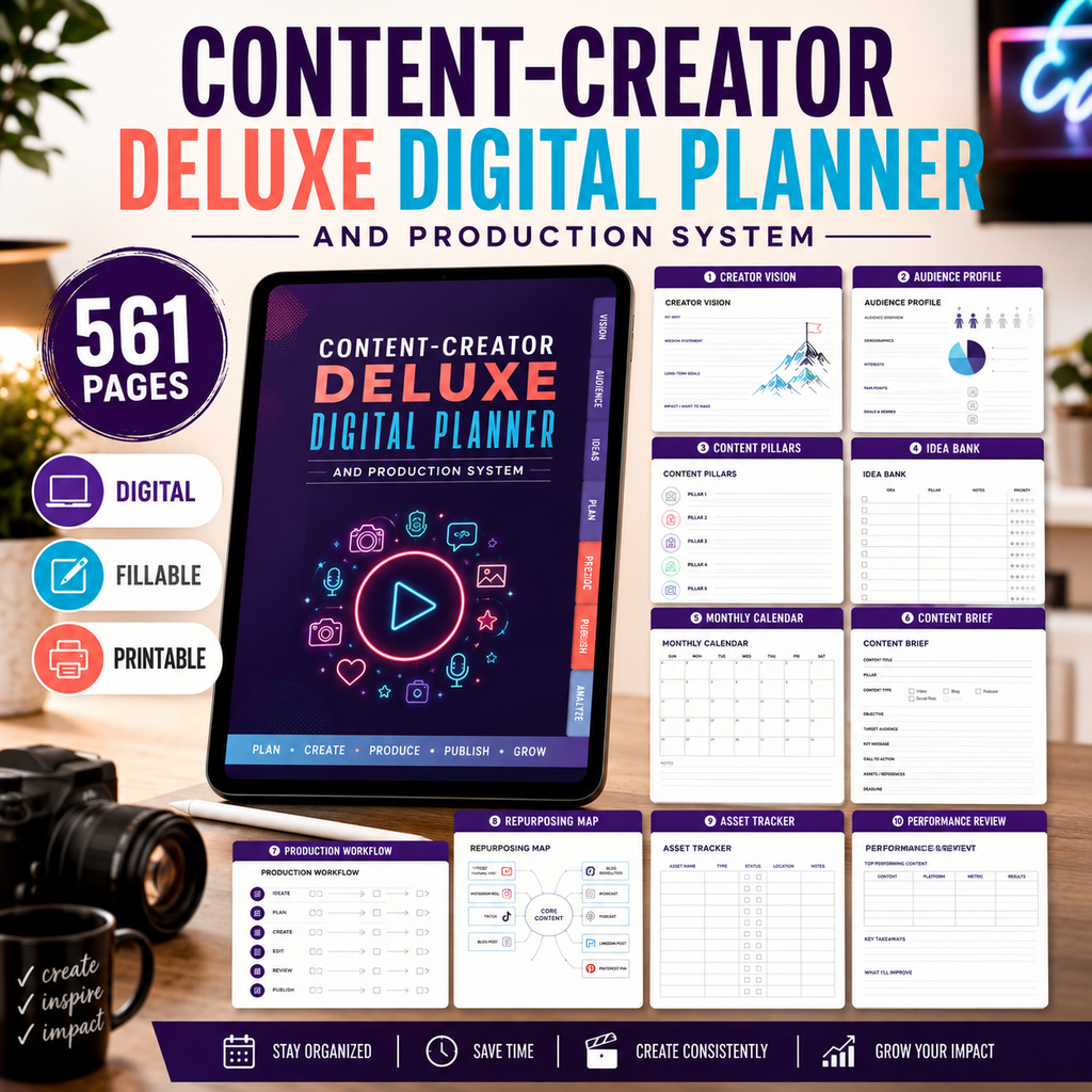 Content-Creator Deluxe Digital Planner and Production System — listing image 08