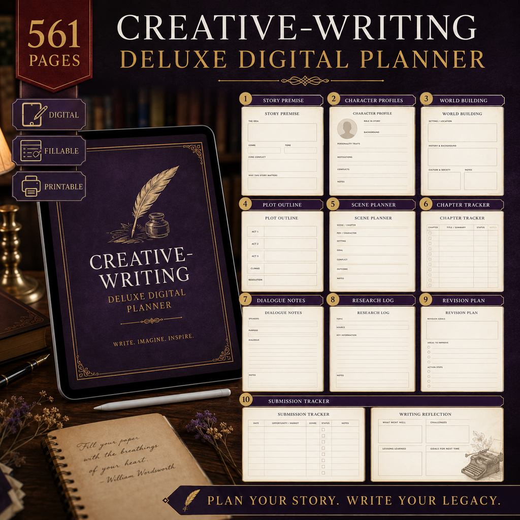 Creative-Writing Deluxe Digital Planner and Story Workbook — listing image 02