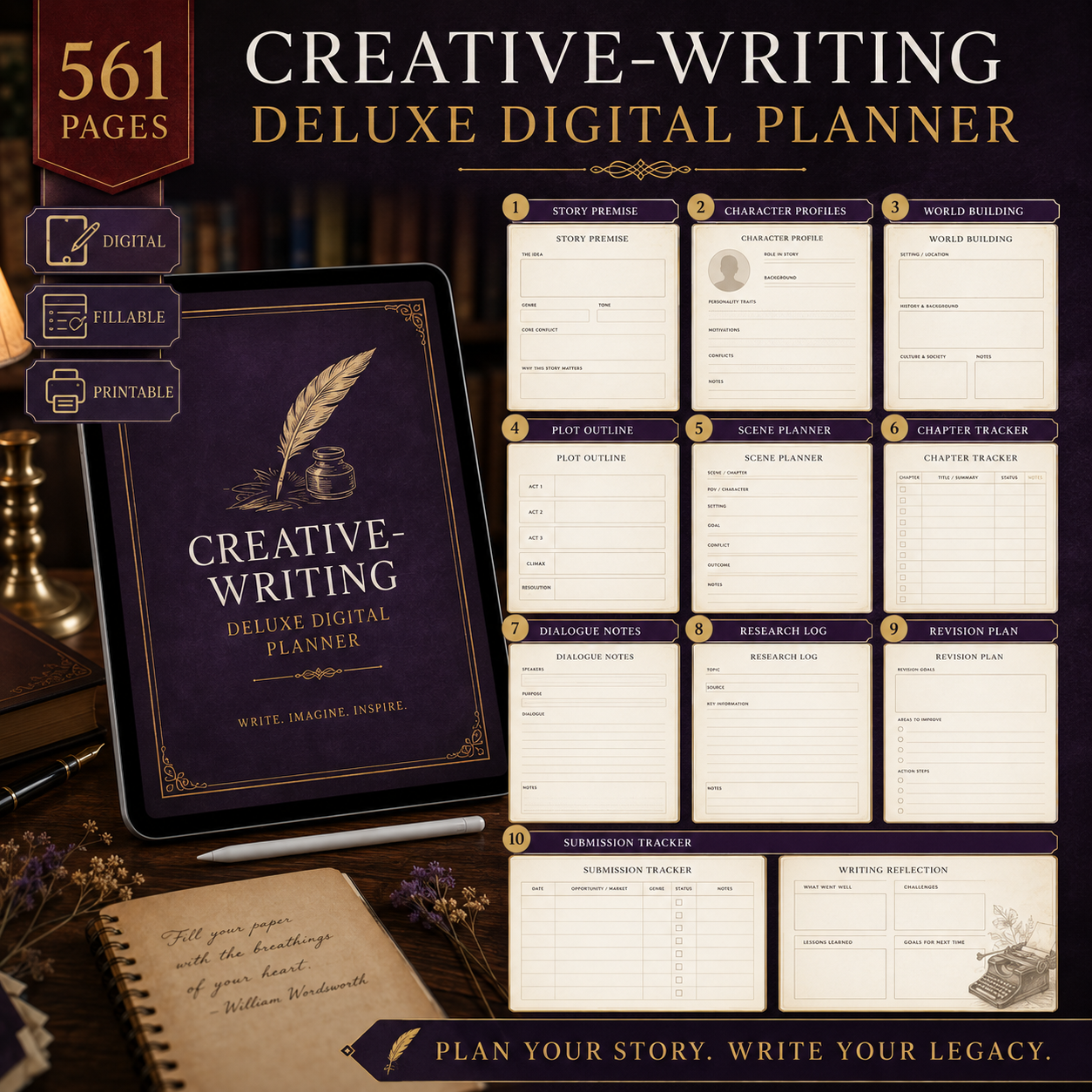 Creative-Writing Deluxe Digital Planner and Story Workbook — listing image 02