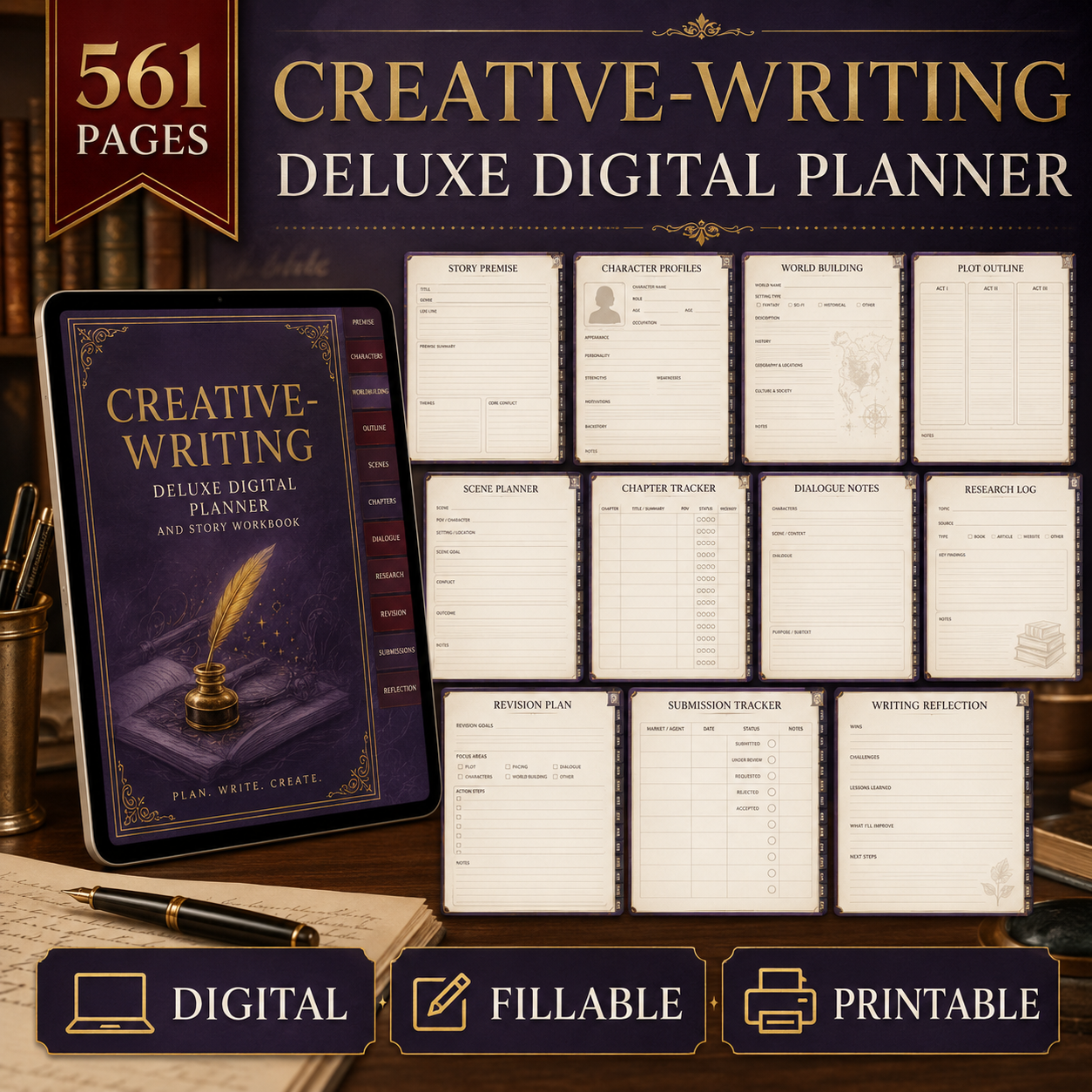 Creative-Writing Deluxe Digital Planner and Story Workbook — listing image 03