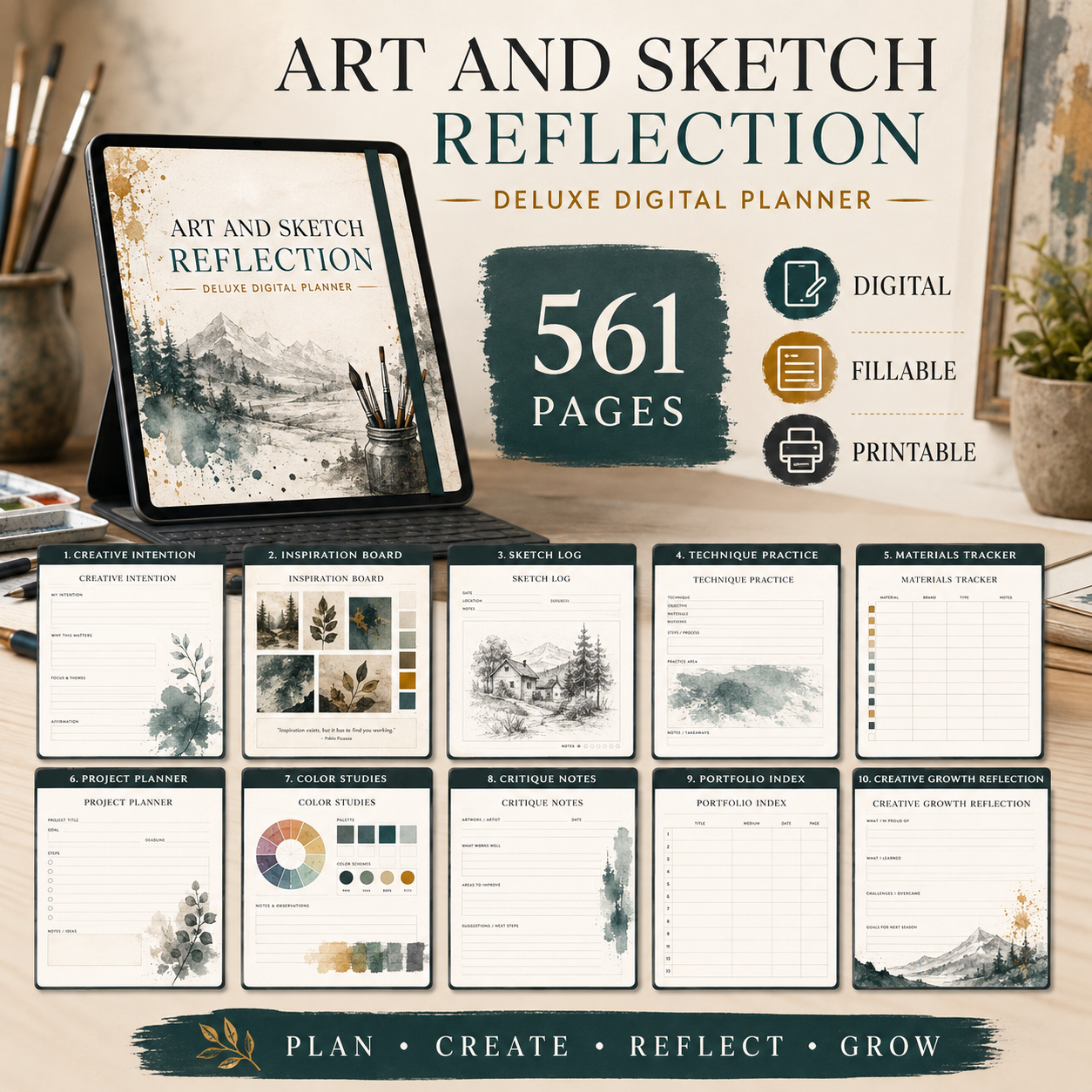 Art and Sketch Reflection Deluxe Digital Planner — listing image 02