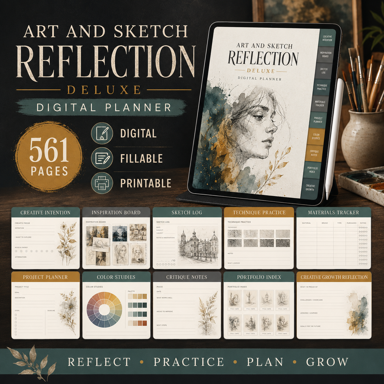 Art and Sketch Reflection Deluxe Digital Planner — listing image 05