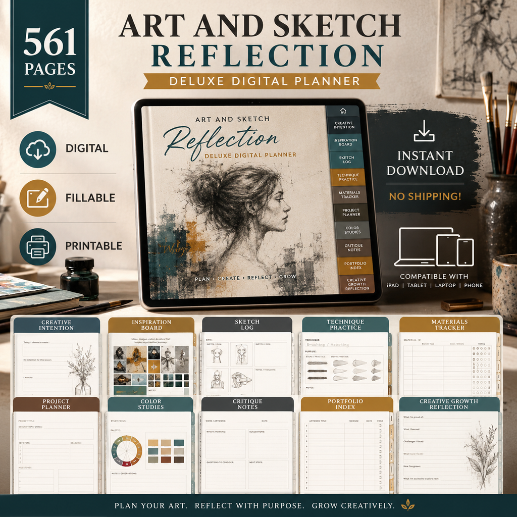 Art and Sketch Reflection Deluxe Digital Planner — listing image 09