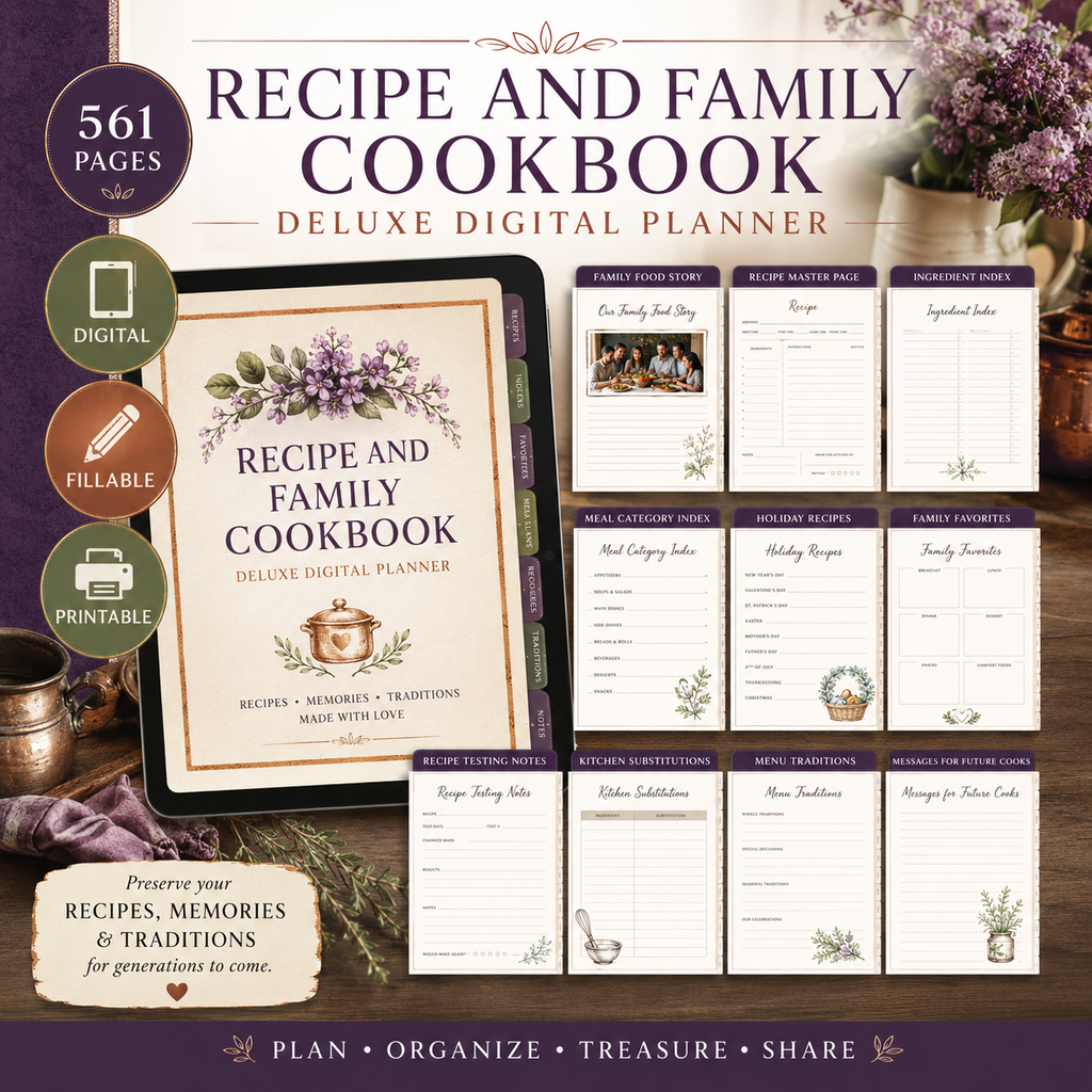 Recipe and Family Cookbook Deluxe Digital Planner — listing image 10