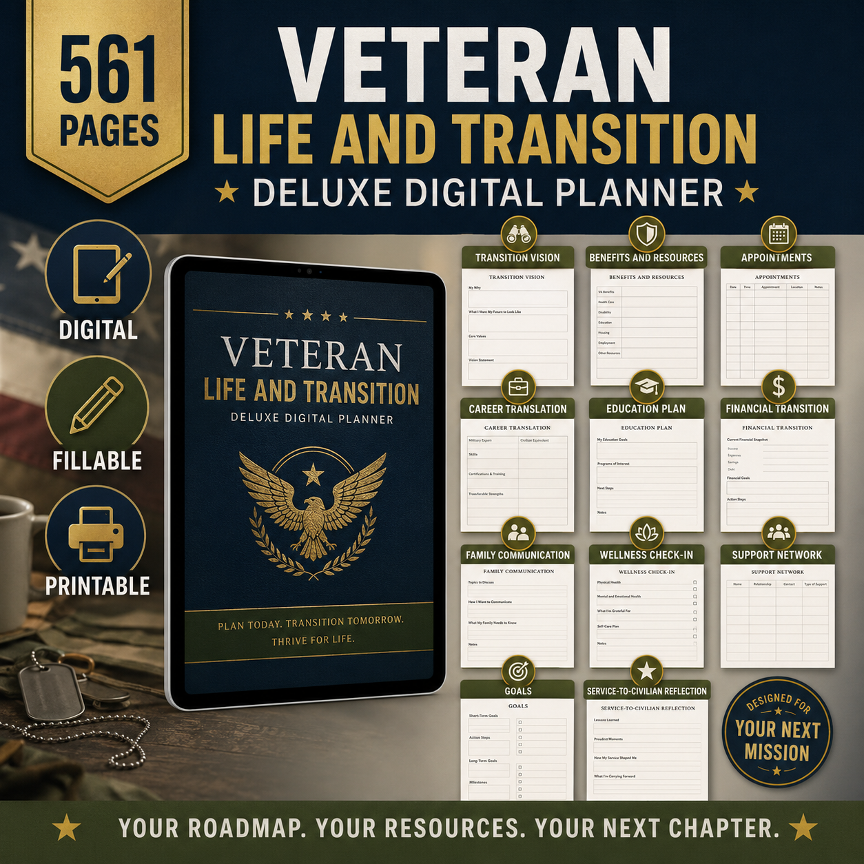 Veteran Life and Transition Deluxe Digital Planner listing image 1 of 10