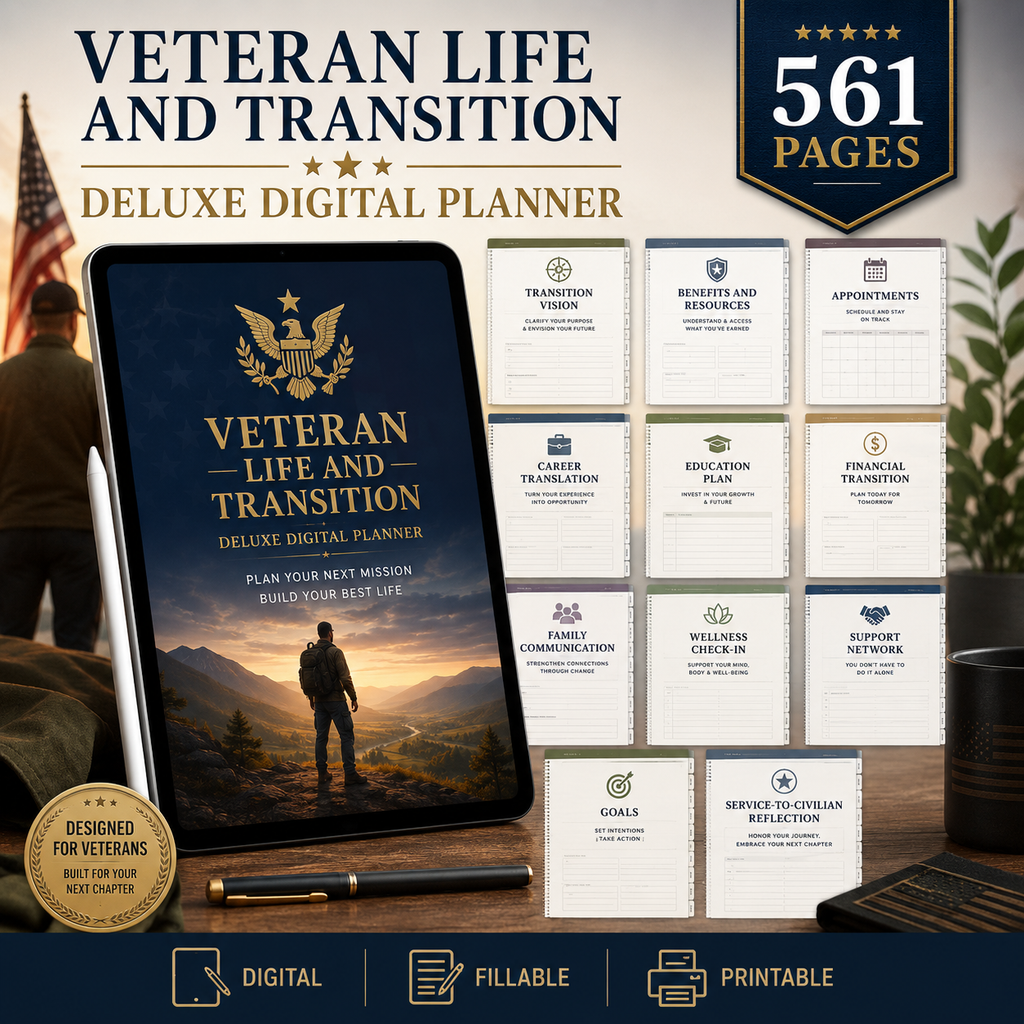 Veteran Life and Transition Deluxe Digital Planner listing image 3 of 10
