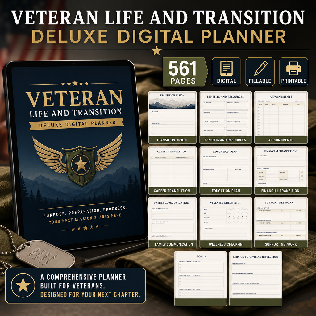 Veteran Life and Transition Deluxe Digital Planner listing image 4 of 10