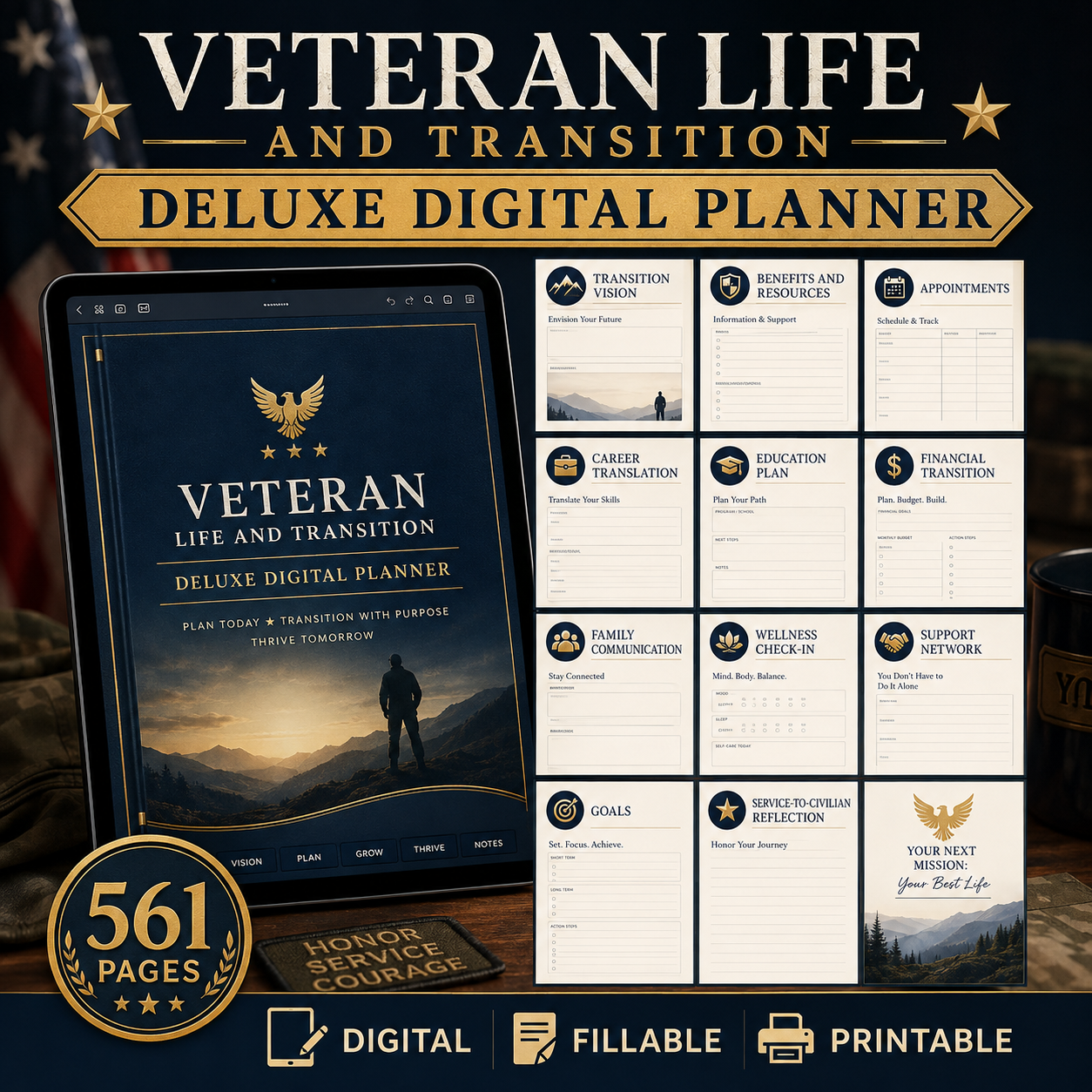 Veteran Life and Transition Deluxe Digital Planner listing image 5 of 10