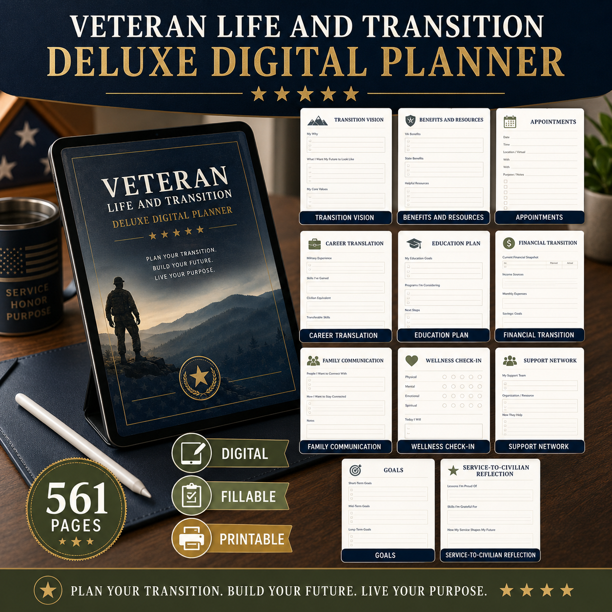 Veteran Life and Transition Deluxe Digital Planner listing image 7 of 10