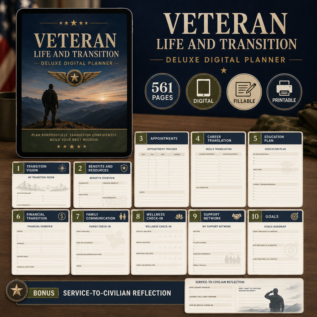 Veteran Life and Transition Deluxe Digital Planner listing image 8 of 10