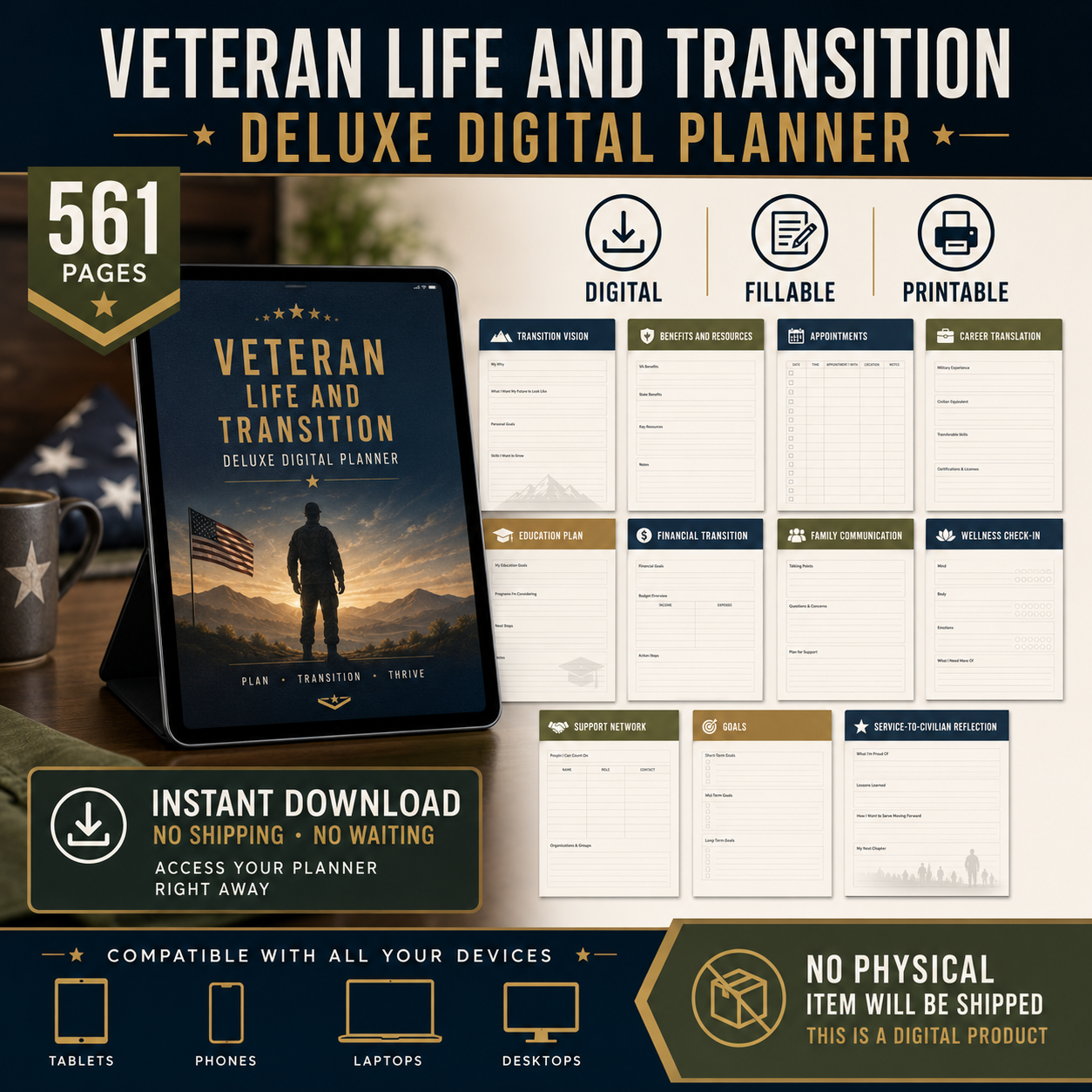 Veteran Life and Transition Deluxe Digital Planner listing image 9 of 10