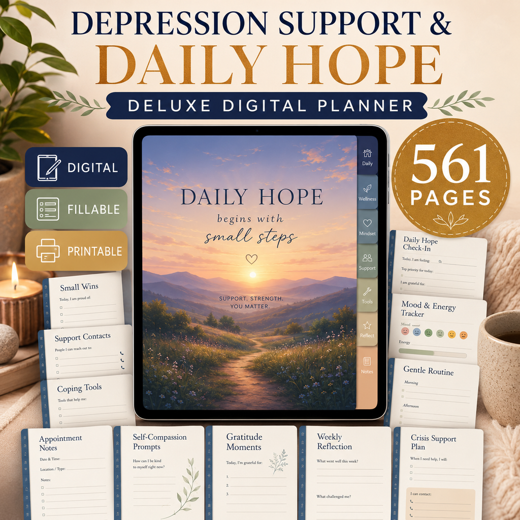 Depression Support and Daily Hope Deluxe Digital Planner listing image 2 of 10