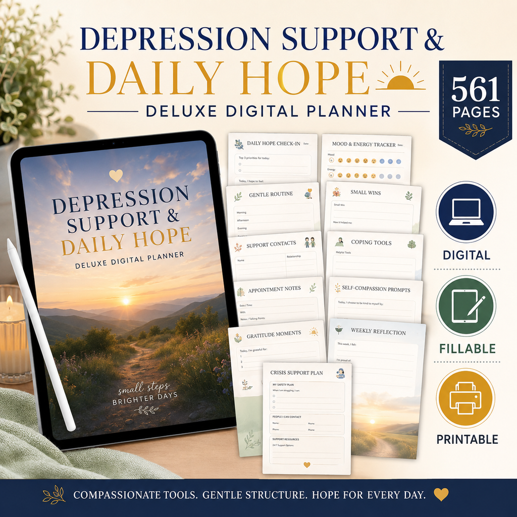 Depression Support and Daily Hope Deluxe Digital Planner listing image 4 of 10