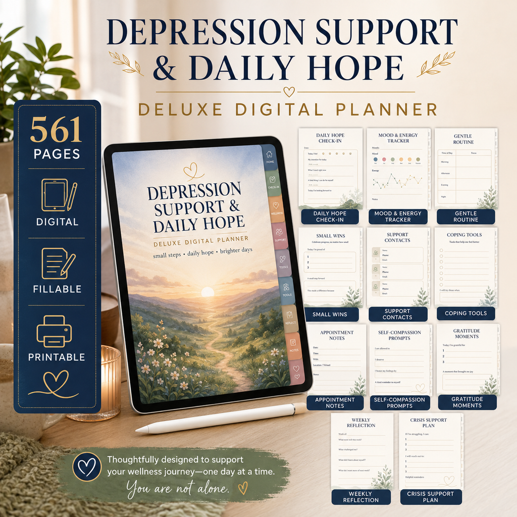 Depression Support and Daily Hope Deluxe Digital Planner listing image 6 of 10