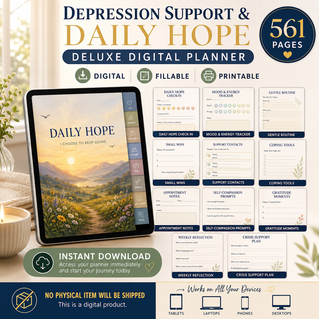 Depression Support and Daily Hope Deluxe Digital Planner listing image 8 of 10