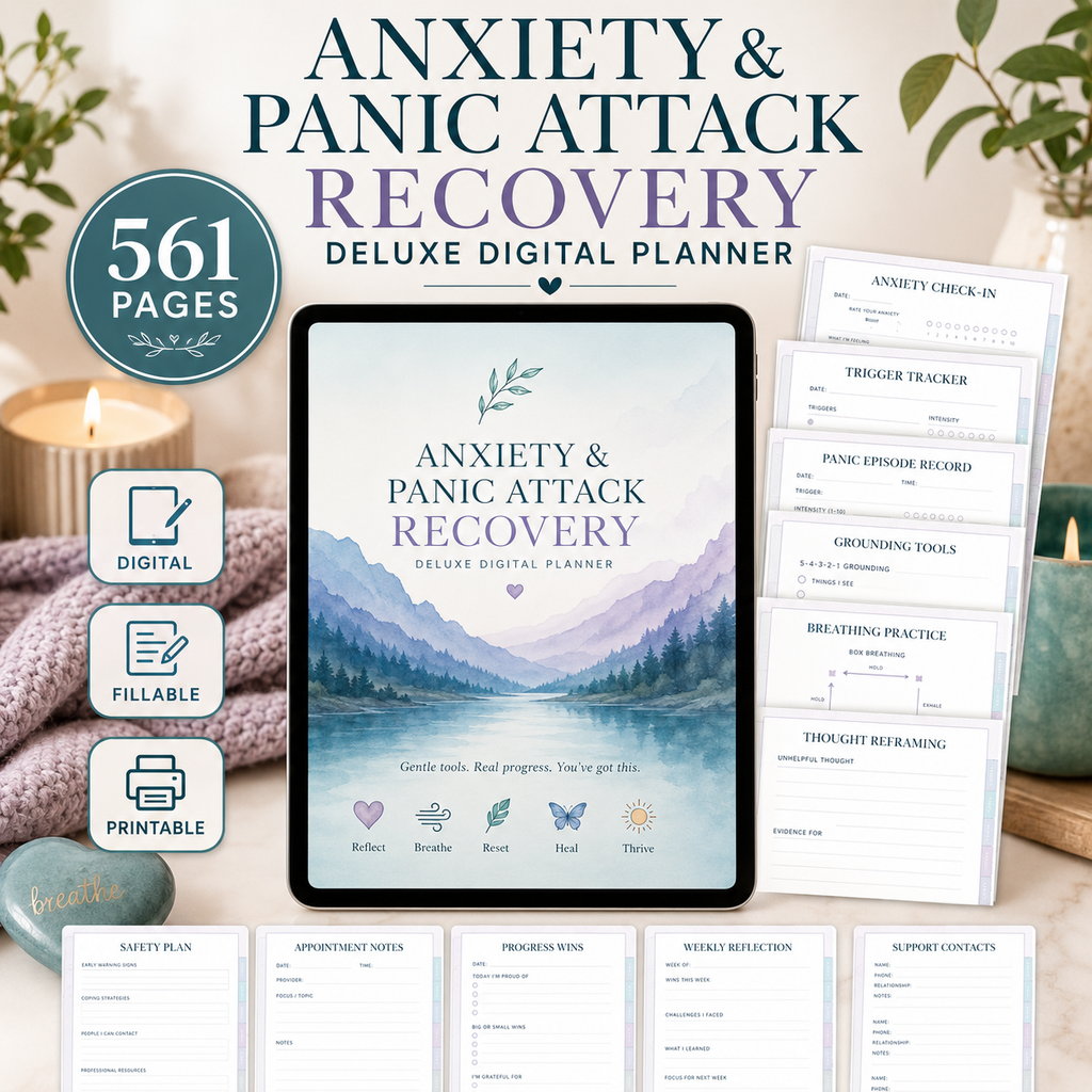 Anxiety and Panic Support Deluxe Digital Planner listing image 1 of 10