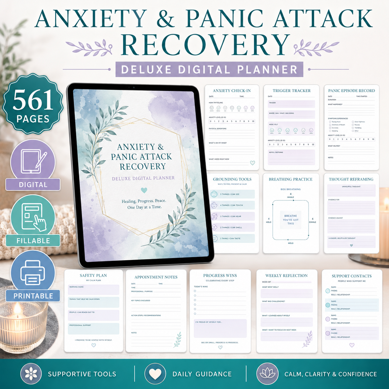 Anxiety and Panic Support Deluxe Digital Planner listing image 3 of 10