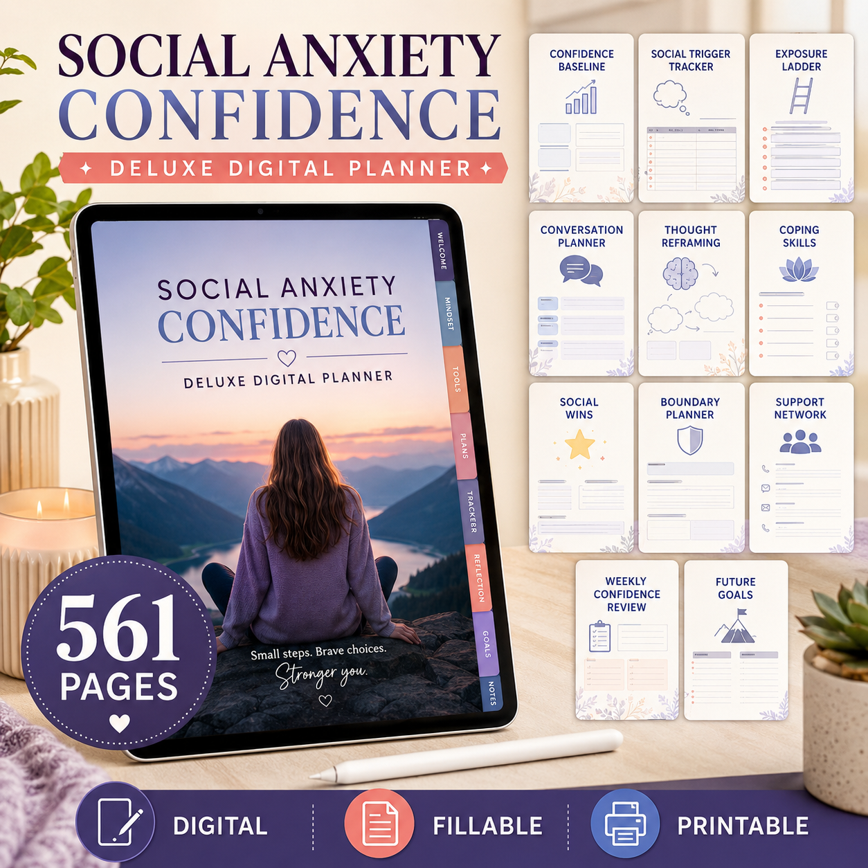 Social Anxiety Confidence Deluxe Digital Planner — listing image 01