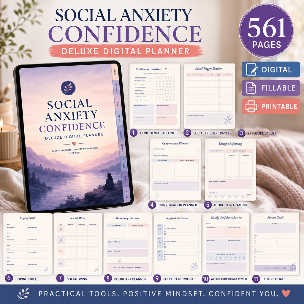 Social Anxiety Confidence Deluxe Digital Planner — listing image 02