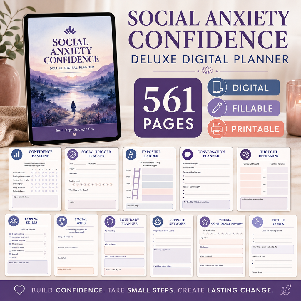 Social Anxiety Confidence Deluxe Digital Planner — listing image 06