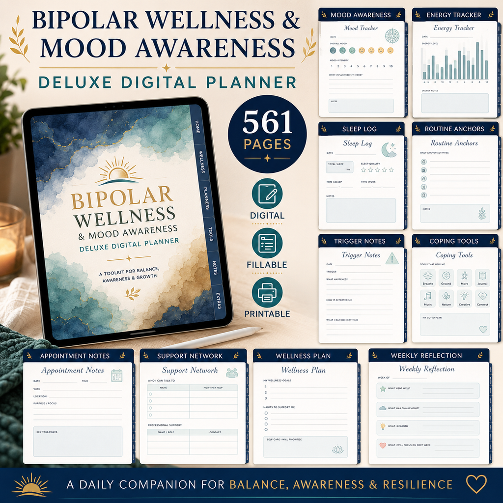 Bipolar Wellness and Mood Awareness Deluxe Digital Planner listing image 2 of 10