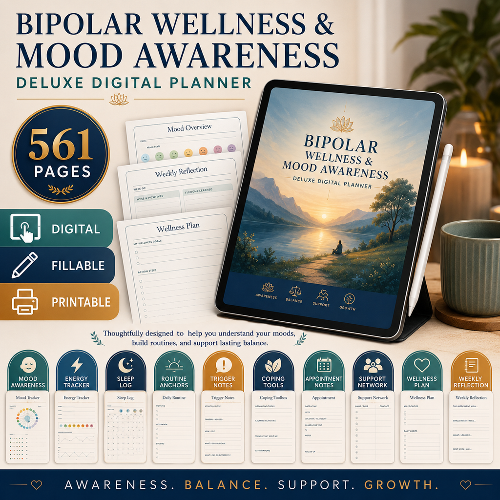 Bipolar Wellness and Mood Awareness Deluxe Digital Planner listing image 5 of 10