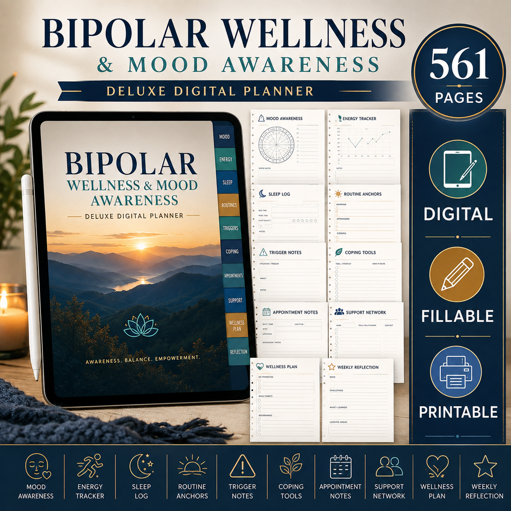 Bipolar Wellness and Mood Awareness Deluxe Digital Planner listing image 7 of 10