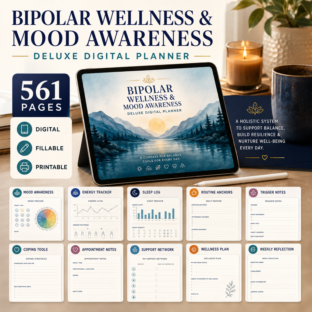 Bipolar Wellness and Mood Awareness Deluxe Digital Planner listing image 9 of 10