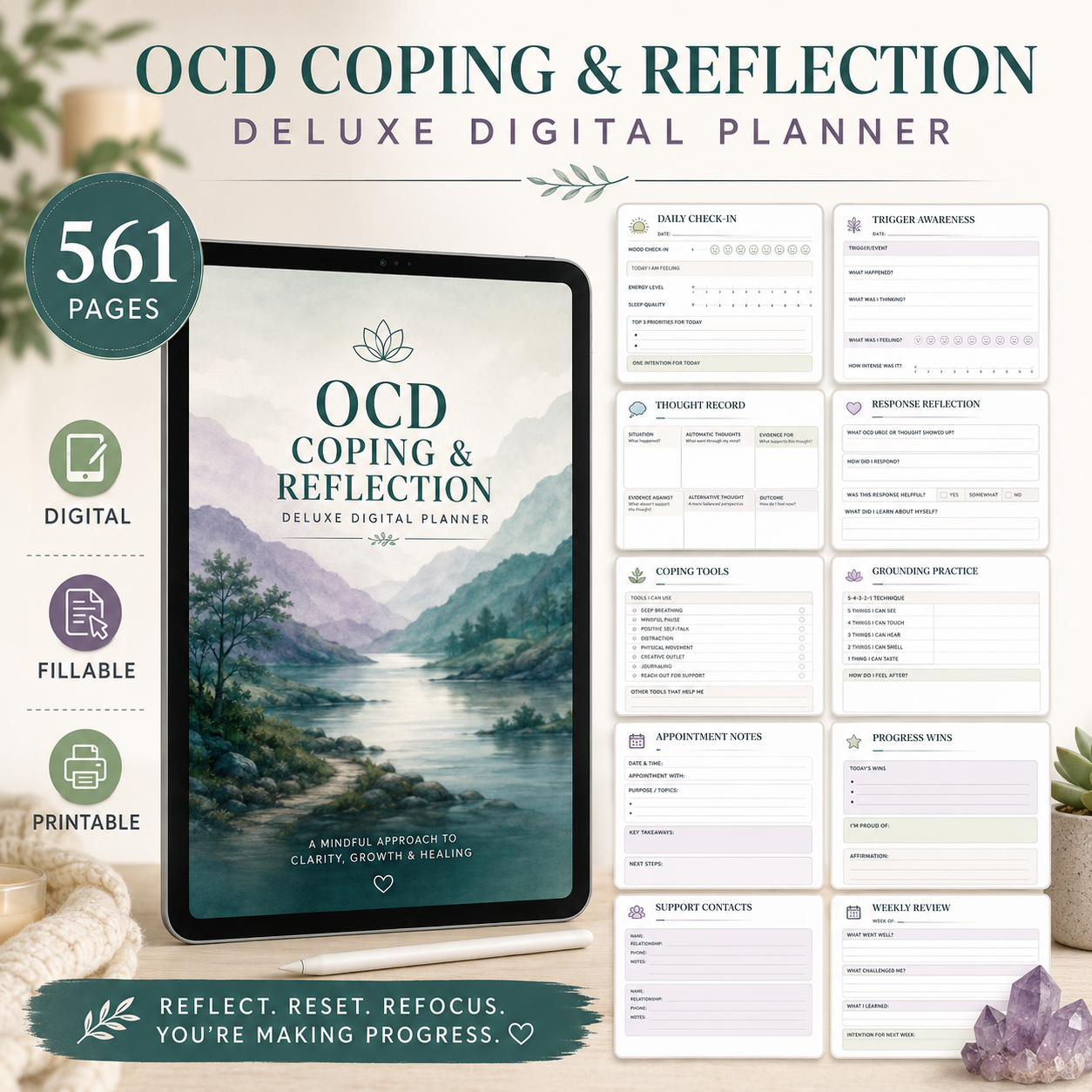 OCD Coping and Reflection Deluxe Digital Planner — listing image 06
