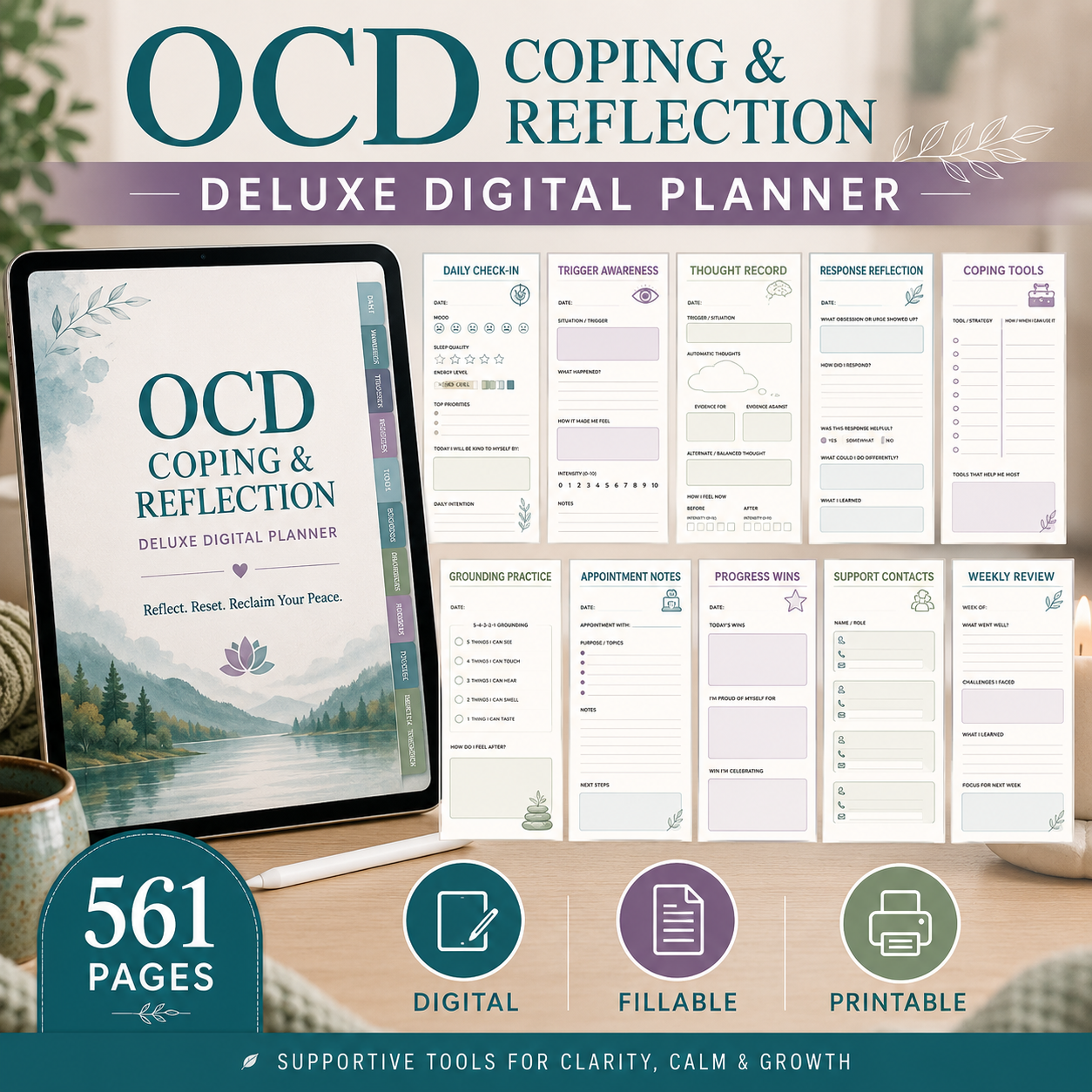 OCD Coping and Reflection Deluxe Digital Planner — listing image 08