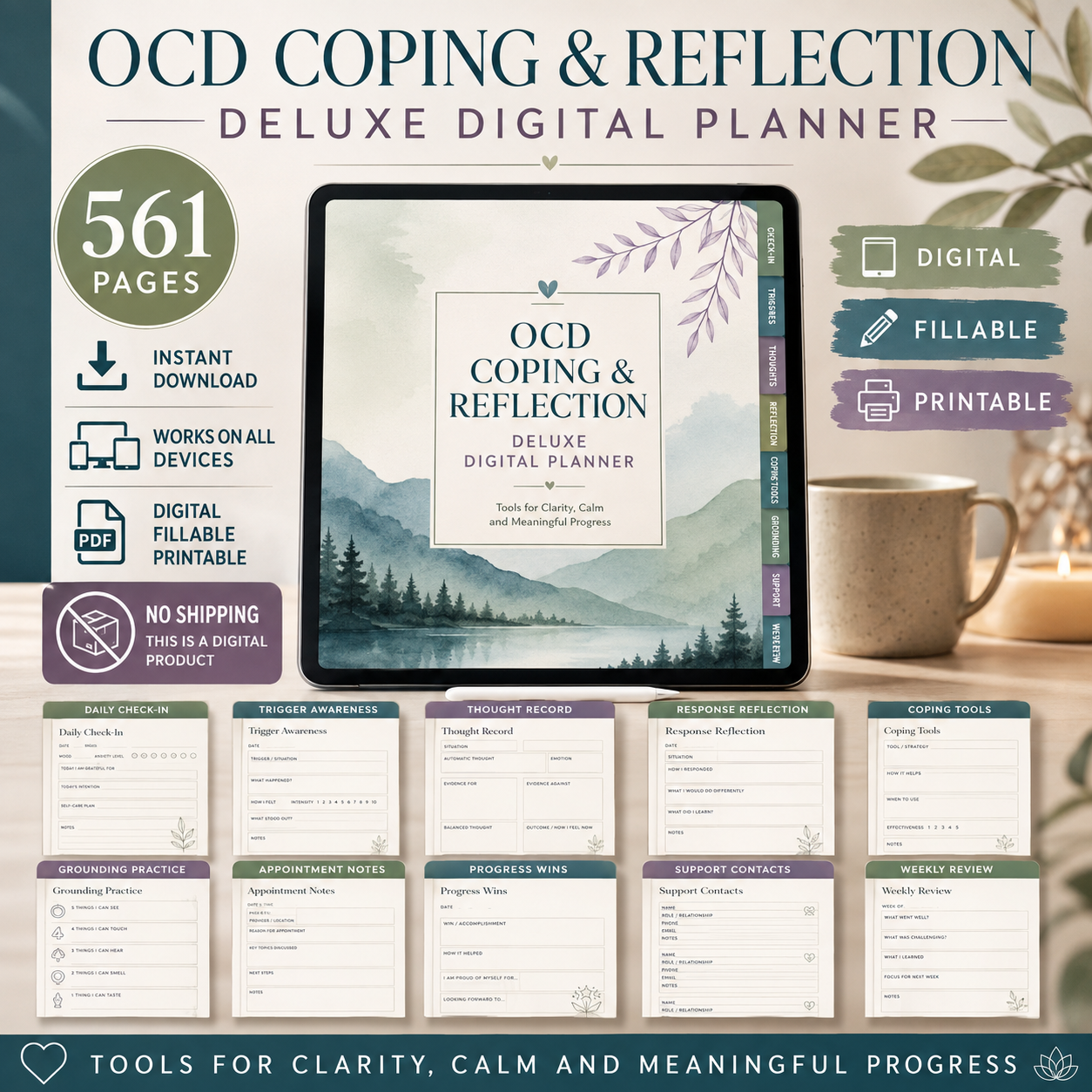 OCD Coping and Reflection Deluxe Digital Planner — listing image 09