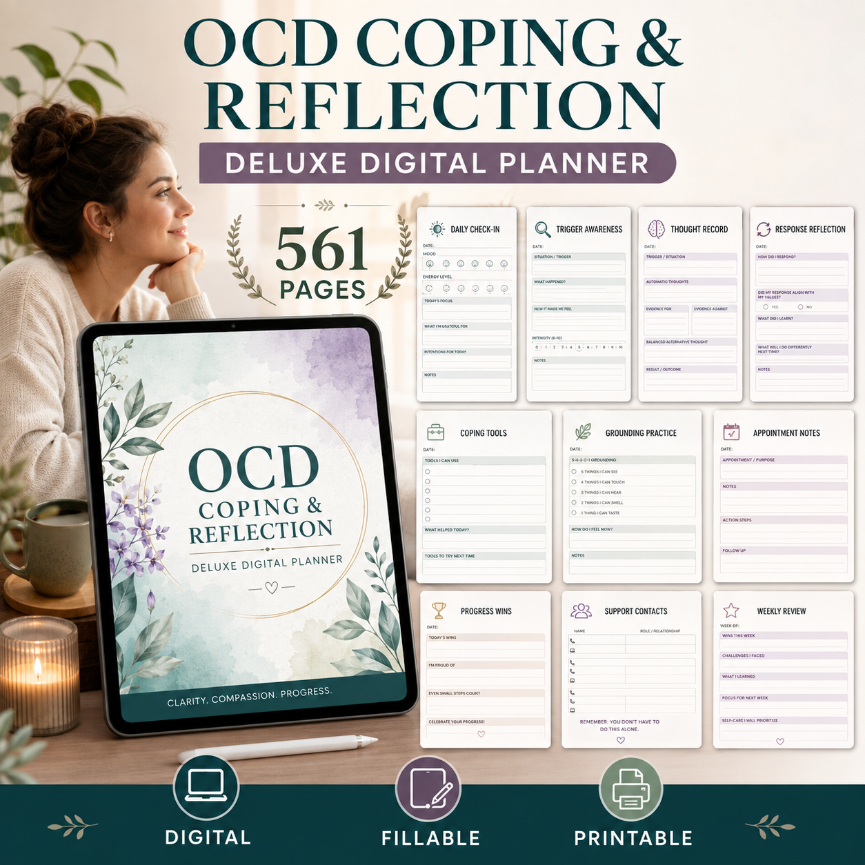 OCD Coping and Reflection Deluxe Digital Planner — listing image 10