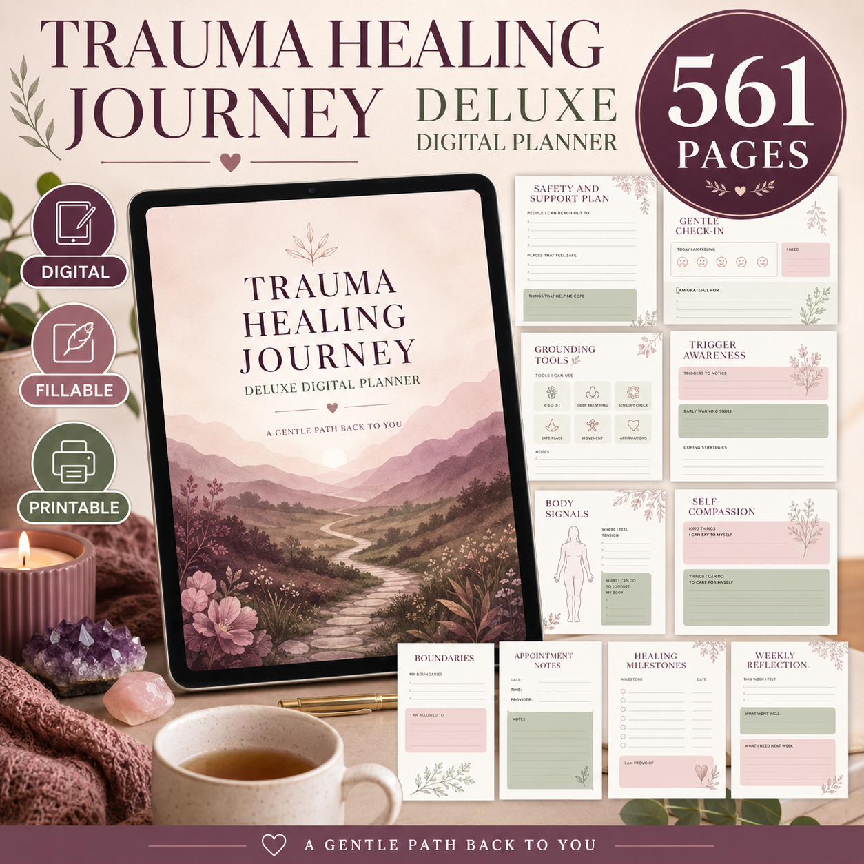Trauma Healing Journey Deluxe Digital Planner — listing image 01