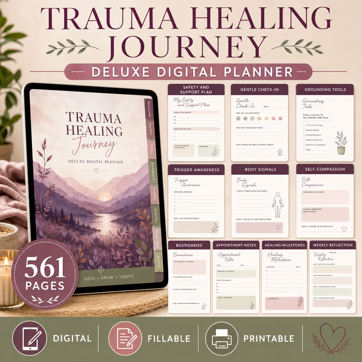 Trauma Healing Journey Deluxe Digital Planner — listing image 06