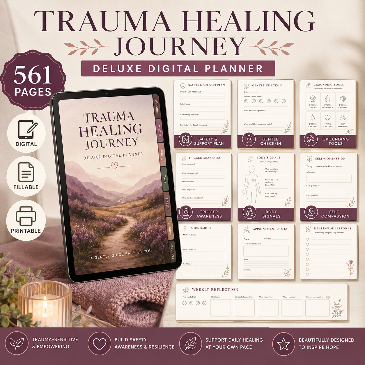 Trauma Healing Journey Deluxe Digital Planner — listing image 07