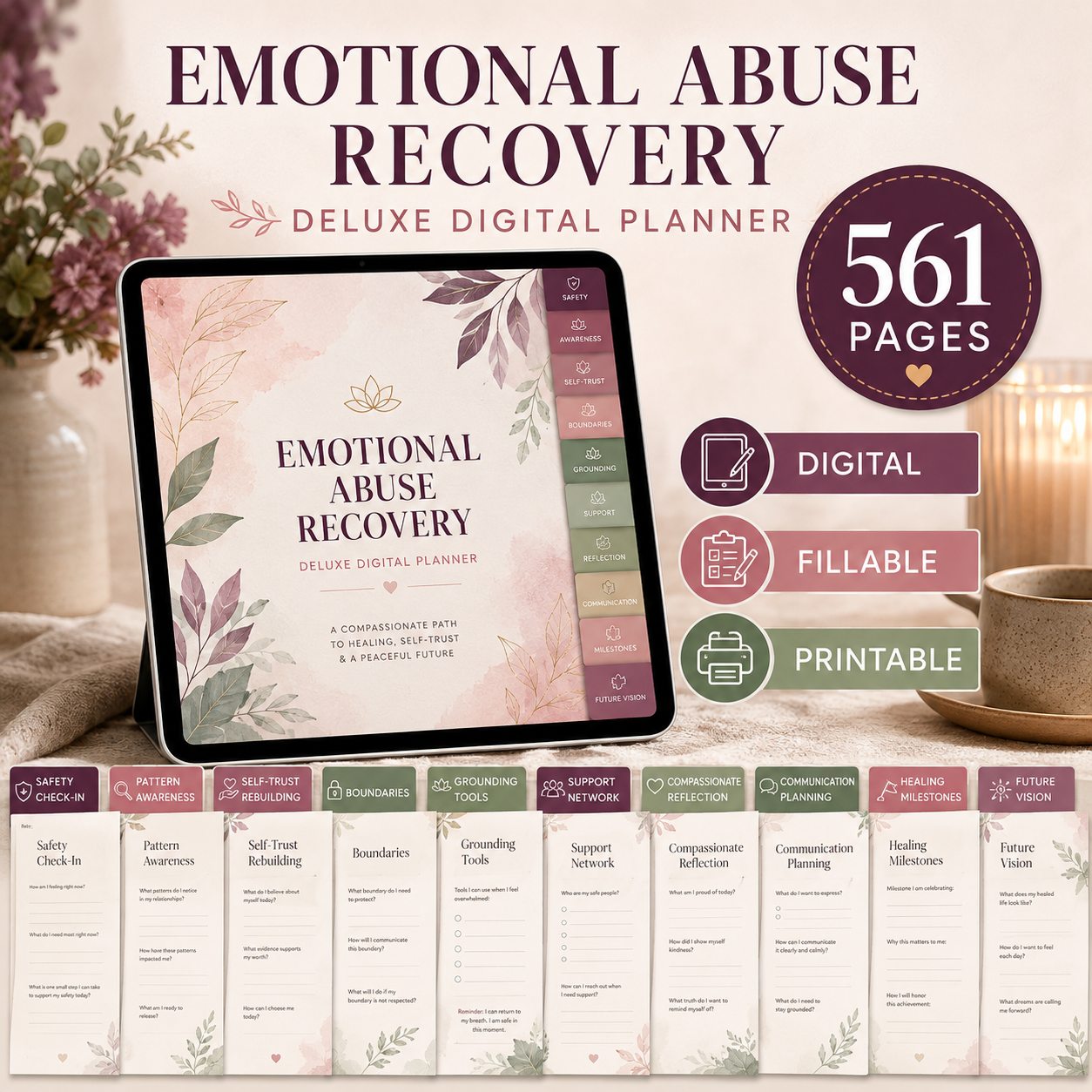 Emotional Abuse Recovery Deluxe Digital Planner — listing image 01